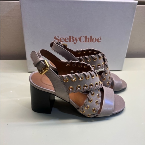 See By Chloe Gray Heels with Intricate Cut-Out Design - Picture 3 of 9